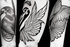 Two magpies abstract tattoo idea