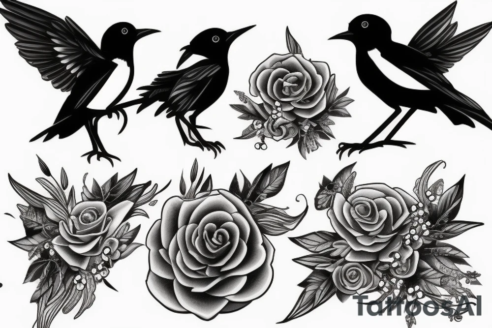 Two magpies tattoo idea