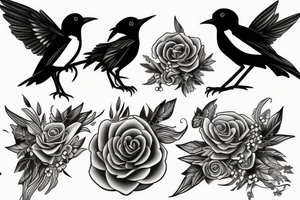 Two magpies tattoo idea