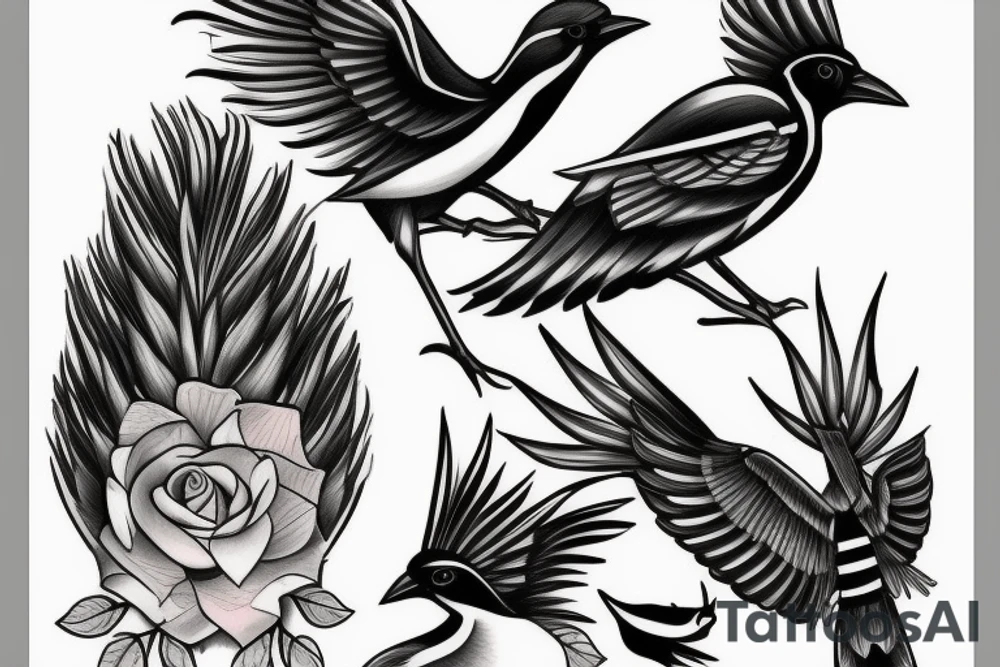 Two magpies tattoo idea