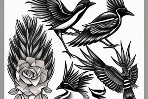 Two magpies tattoo idea