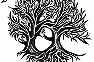 Magpie tree of life tattoo idea