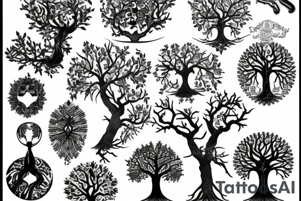 Magpie tree of life tattoo idea