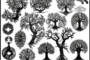Magpie tree of life tattoo idea