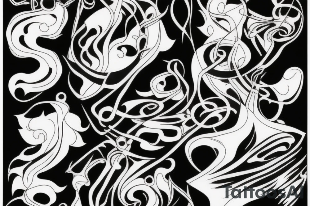Two magpies abstract tattoo idea