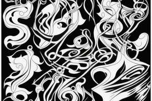 Two magpies abstract tattoo idea