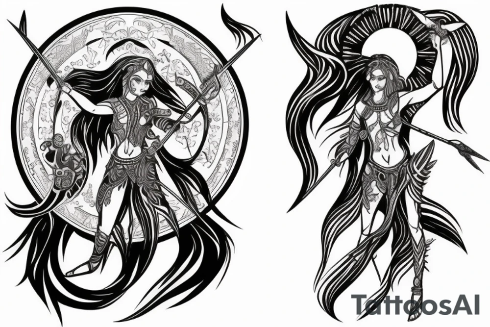Spiritual Sagittarius warrior from planet jupiter and water horse 26/11/02 tattoo idea