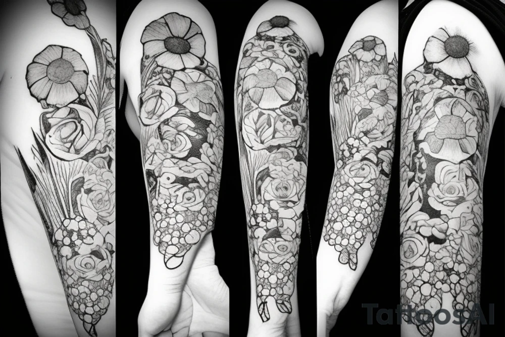 Flowers spikelets tattoo idea