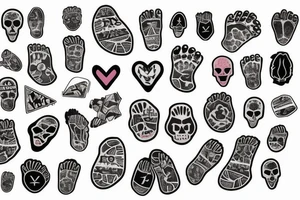 Foot prints that lead up a stairway to a arrowhead headstone tattoo idea