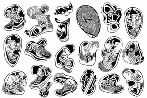 Foot prints that lead up a stairway to a arrowhead headstone tattoo idea