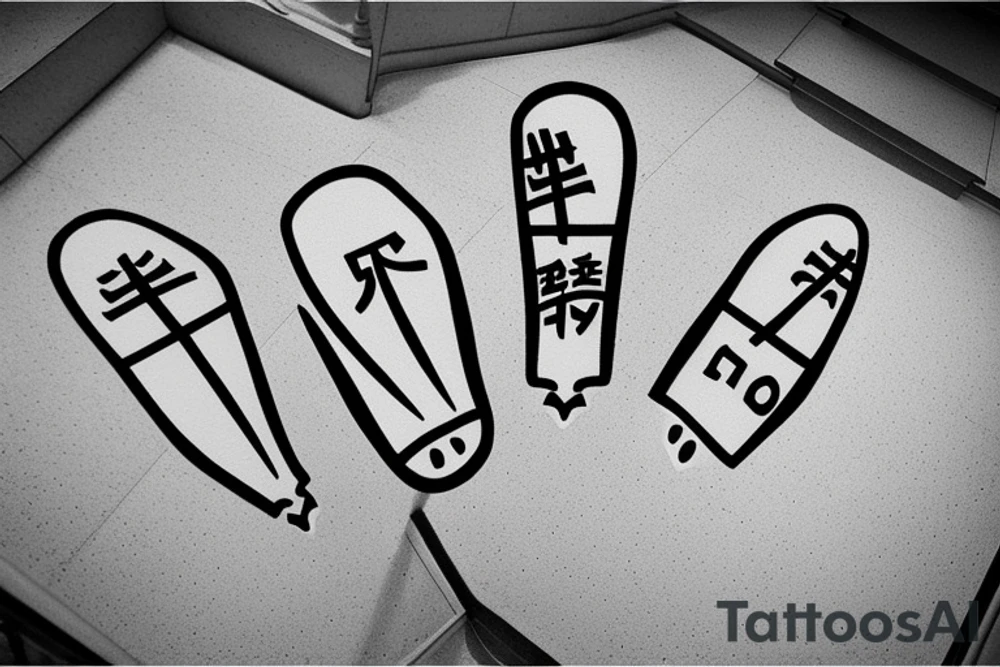 Foot prints that lead up a stairway to a arrowhead headstone tattoo idea