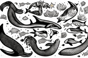 Mermaid petting an orca tattoo idea