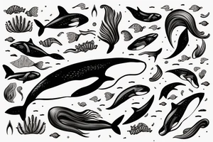 Mermaid petting an orca tattoo idea
