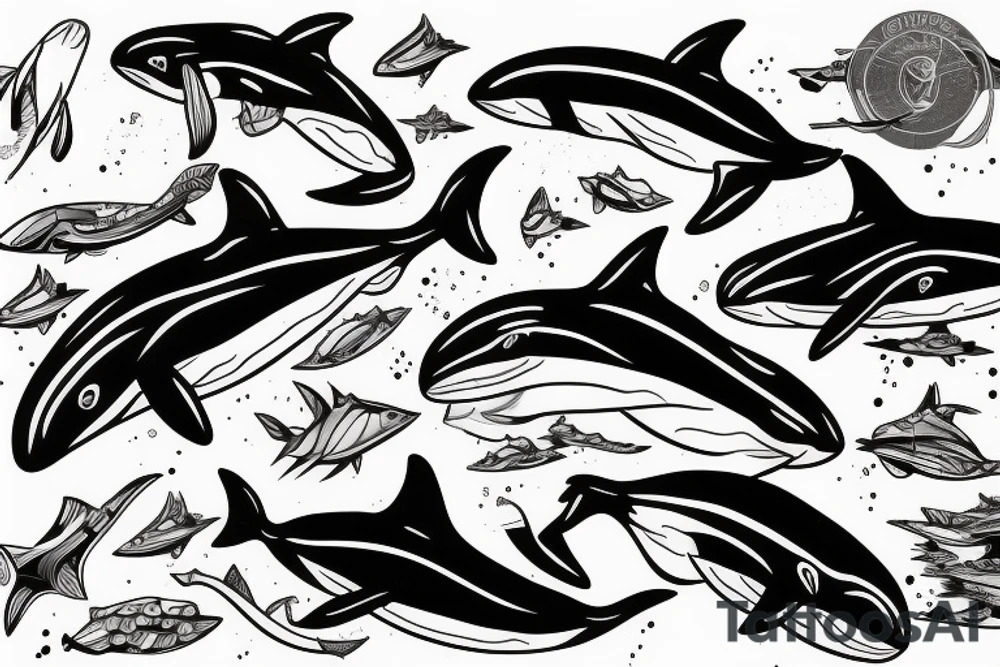 an orca swimming in the ocean tattoo idea
