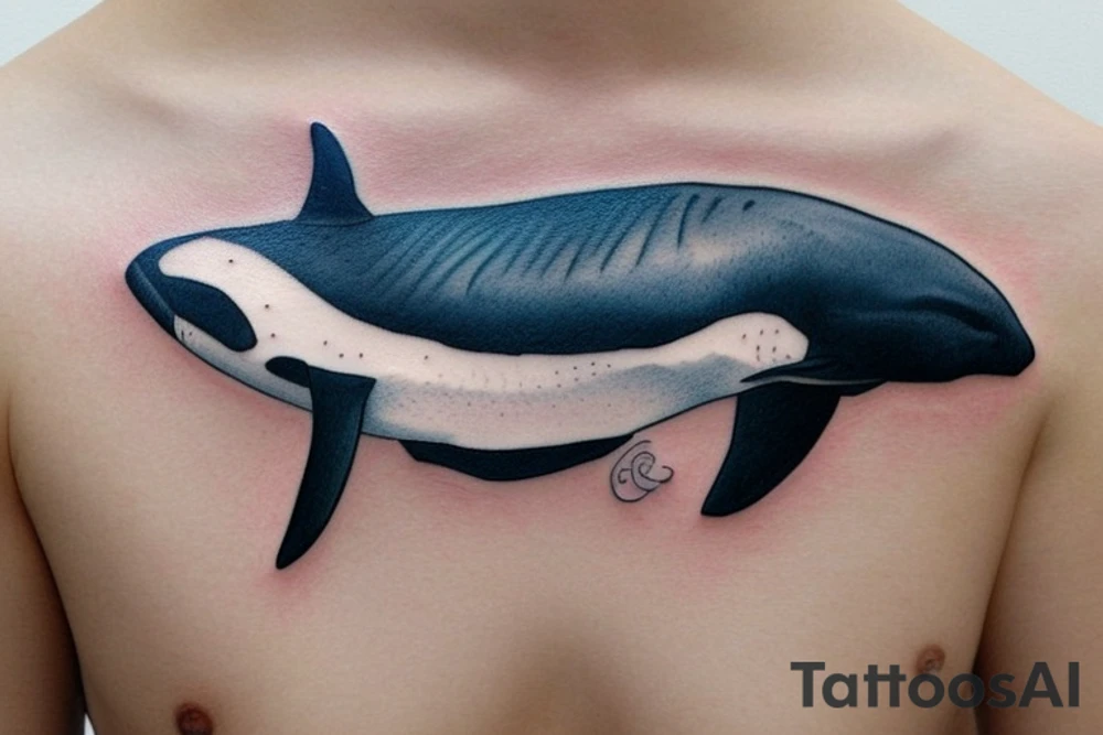 an orca swimming in the ocean tattoo idea