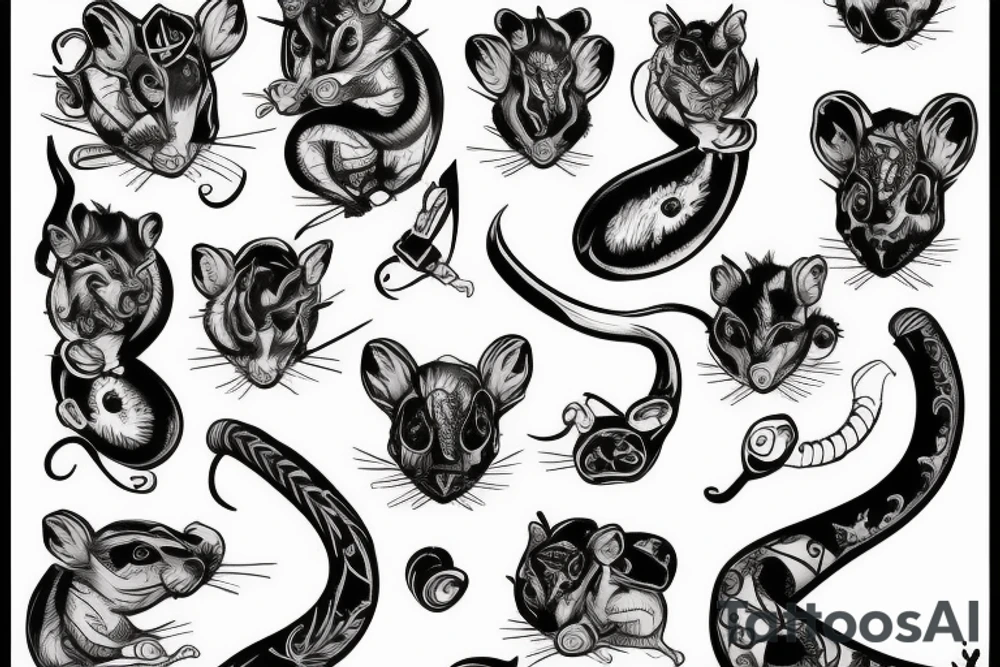dual tattoo, rats tattoo idea