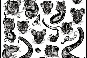 dual tattoo, rats tattoo idea