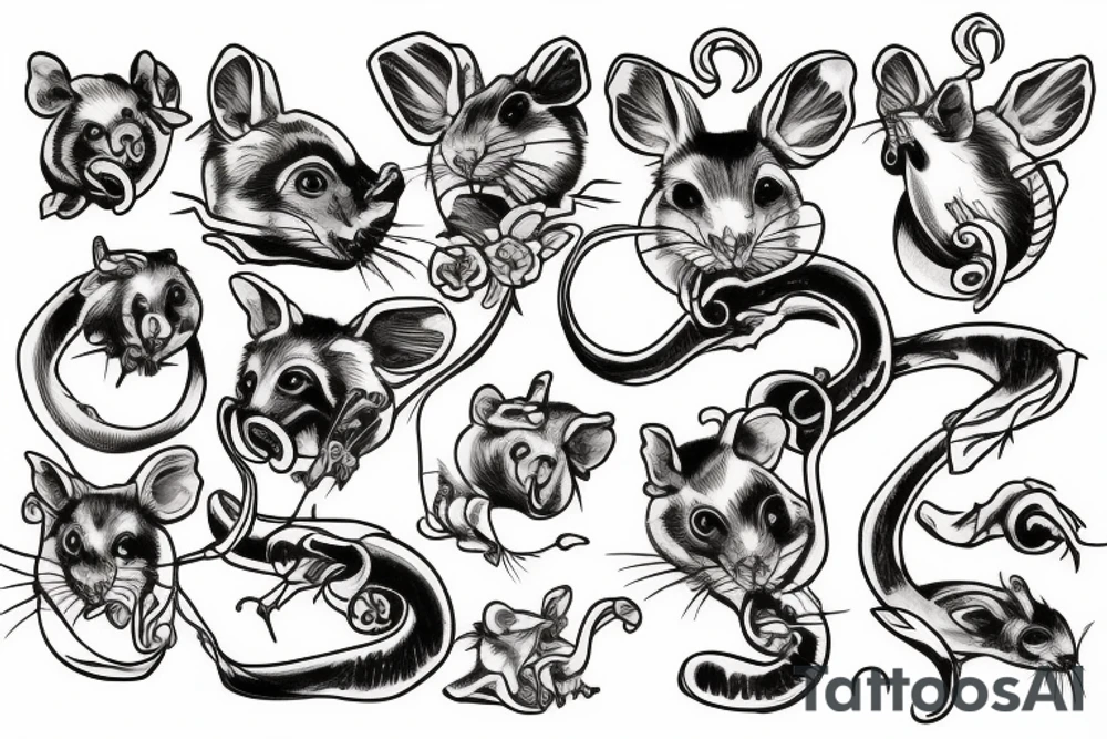 dual tattoo, rats tattoo idea