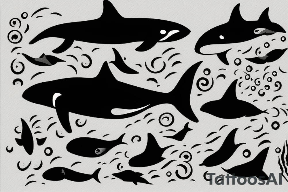 an orca swimming in the ocean tattoo idea