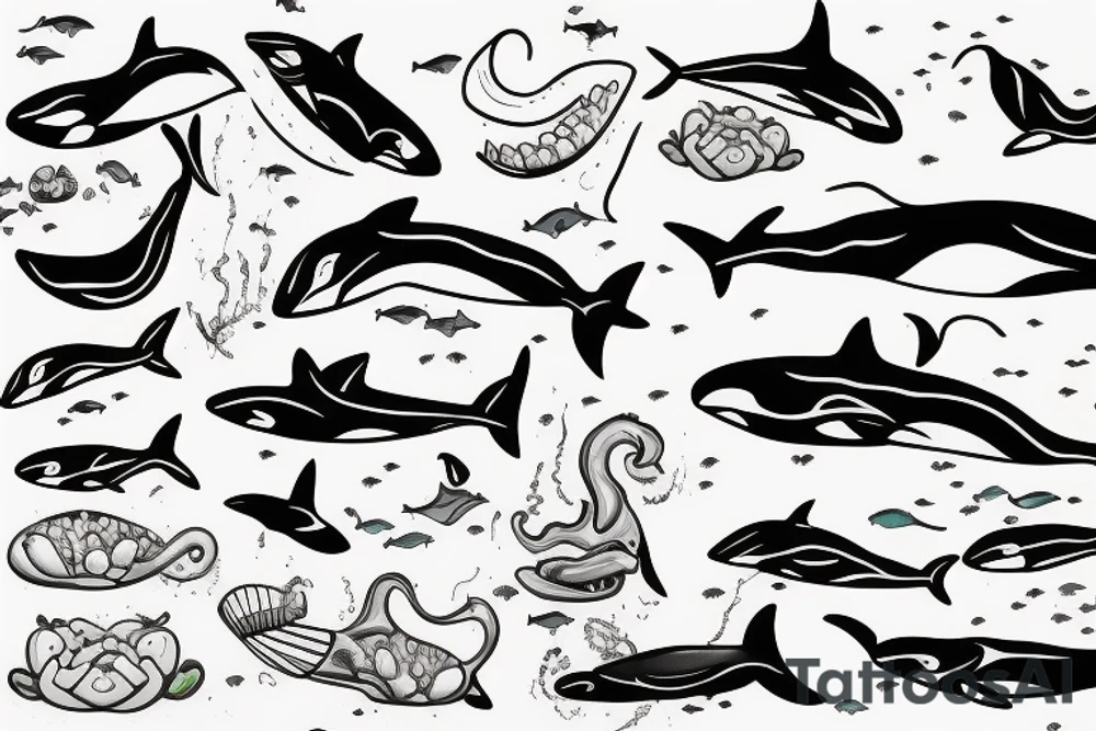 an orca swimming in the ocean tattoo idea