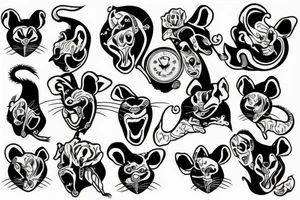 dual tattoo, rats tattoo idea