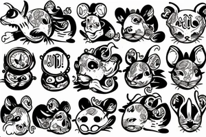 dual tattoo, rats tattoo idea