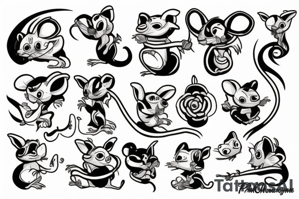 dual tattoo, mice tattoo idea