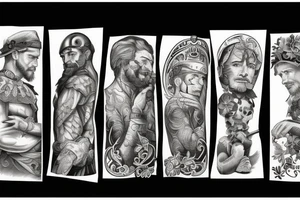 A gardener, a warrior, a shepherd and a carpenter, all split into one image tattoo idea