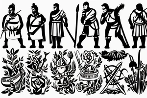 A gardener, a warrior, a shepherd and a carpenter, all split into one image tattoo idea