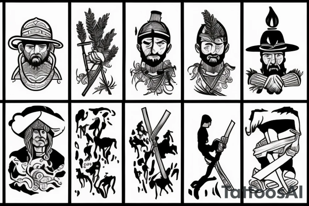 A gardener, a warrior, a shepherd and a carpenter, all split into one image tattoo idea A gardener, a warrior, a shepherd and a carpenter, all split into one image tattoo idea