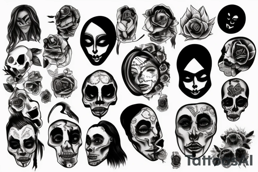 Dark, depressive, schizophrenic, macabre, sombre, sad, face tattoo idea