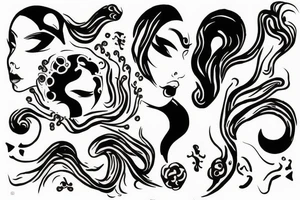 Blindfolded lady ying yang tattoo idea