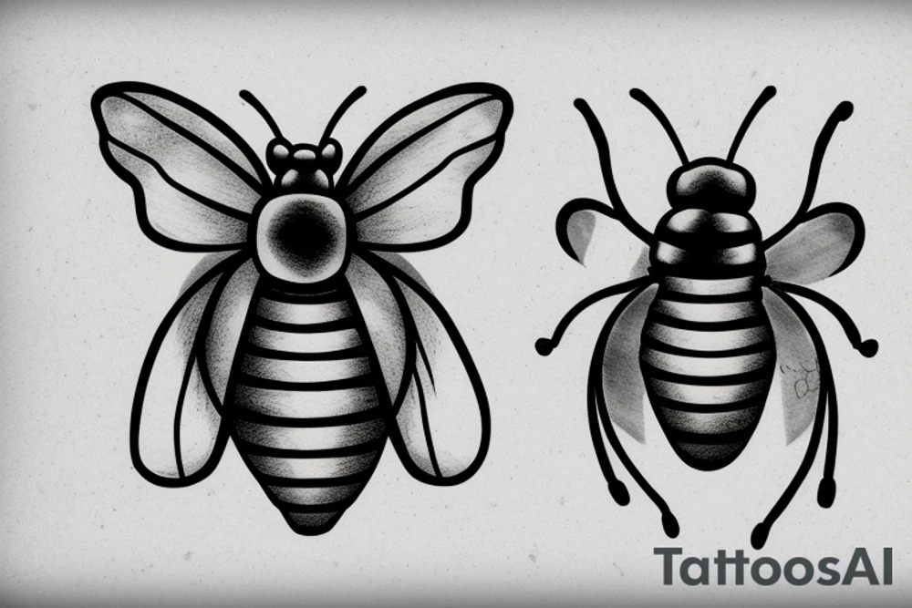 ghost bee playing piano tattoo idea