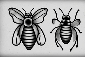 ghost bee playing piano tattoo idea