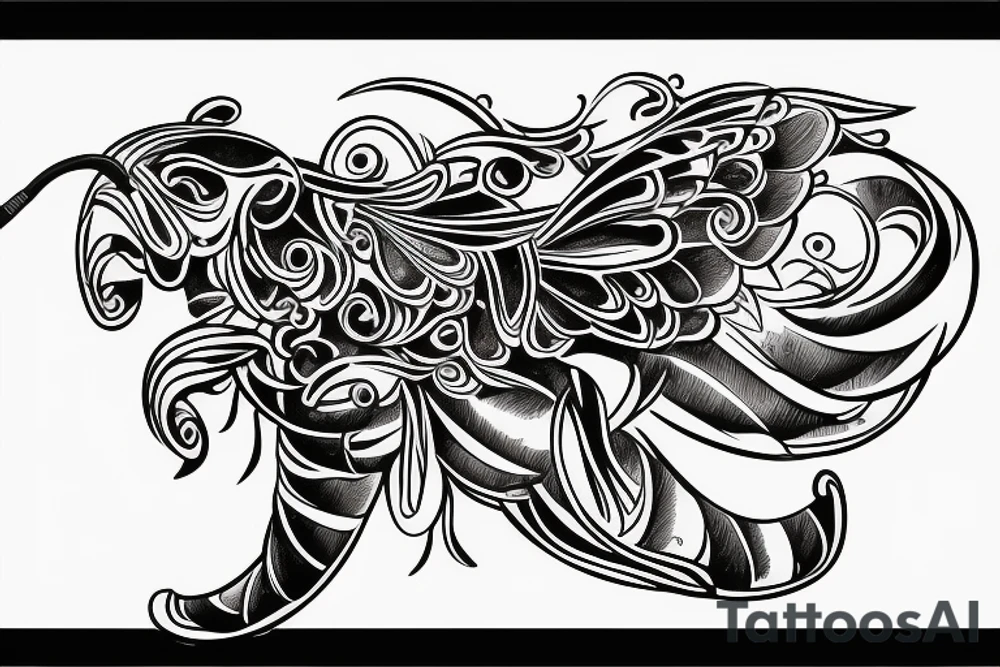 ghost bee playing piano tattoo idea
