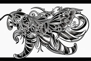 ghost bee playing piano tattoo idea