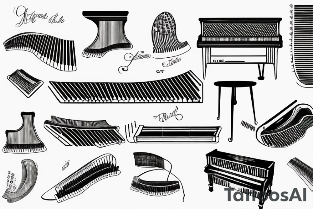 piano keys with beanie written on keys tattoo idea