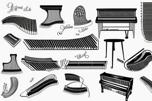 piano keys with beanie written on keys tattoo idea