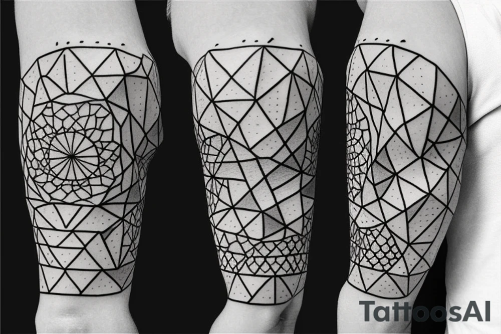 Japanese style, geometric with realistic motives tattoo idea Japanese style, geometric with realistic motives tattoo idea