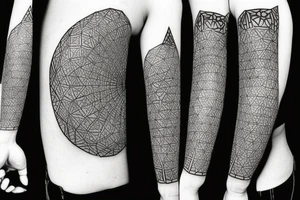 Japanese style, geometric with realistic motives tattoo idea