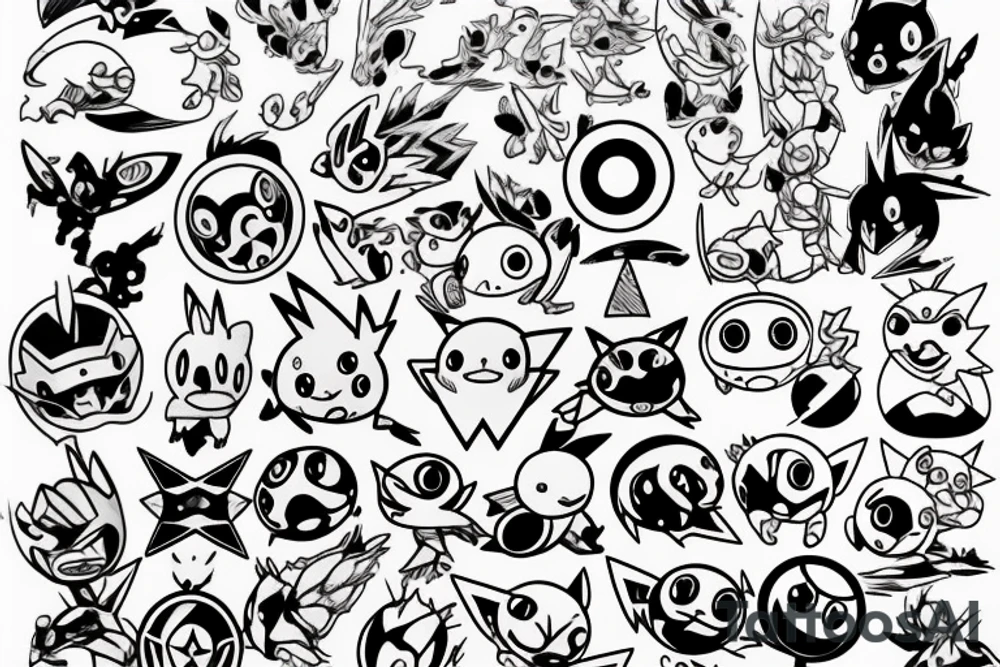 Flash, easy, simple, bolt, pokemon, shiggy, water, splash tattoo idea