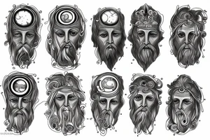 Vitruvian men , galaxy, Sun, tattoo idea