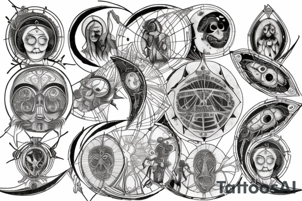 Vitruvian, moon, tattoo idea