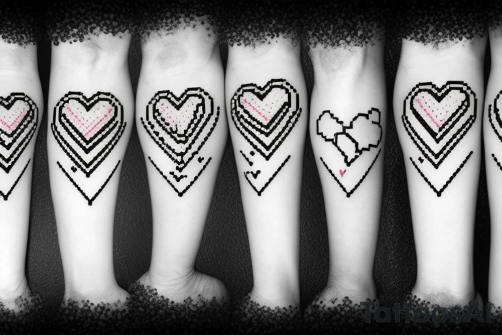 The words "and the universe said you are not alone" with a pixelated heart tattoo idea