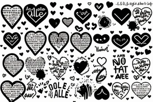 The words "and the universe said you are not alone" with a pixelated heart tattoo idea