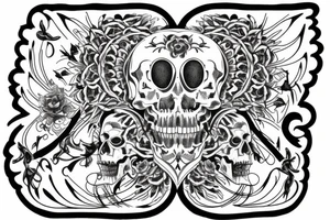 Memento Mori / Memento Vivre are both written in.  All black with the theme of rebirth and living life to its fullest tattoo idea