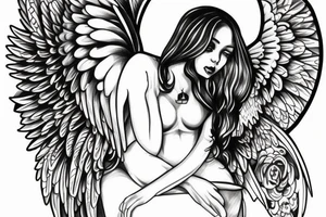 Guardian angel kiss tattoo idea