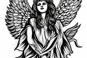 Guardian angel with crown tattoo idea