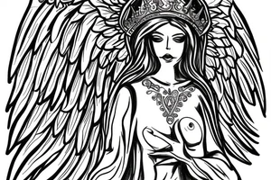 Guardian angel with crown tattoo idea