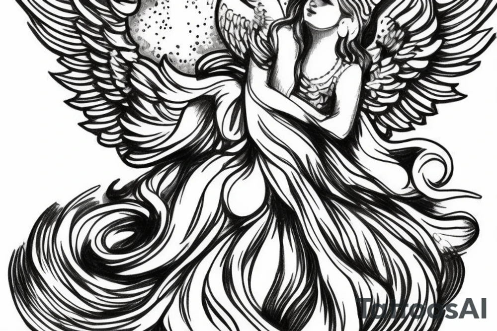 Guardian angel with crown tattoo idea